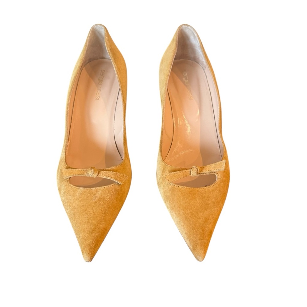 SERGIO ROSSI  Bow Pointed Toe Kitten Heel SZ. 8